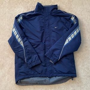 navy blue nike fleece-lined jacket